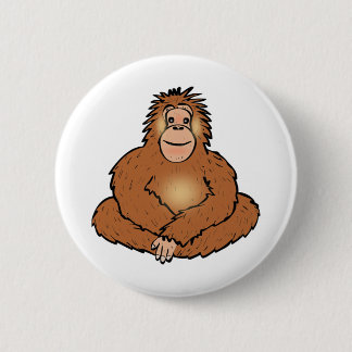 Urangutan sitting, funny animal art 6 cm round badge