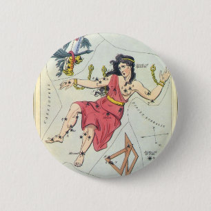Urania's Mirror, Vintage Astronomy Celestial Map 6 Cm Round Badge