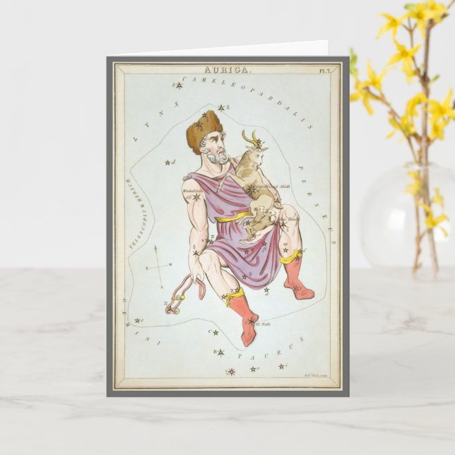 Urania's Mirror, Vintage Astronomy Celestial Map Card (Yellow Flower)
