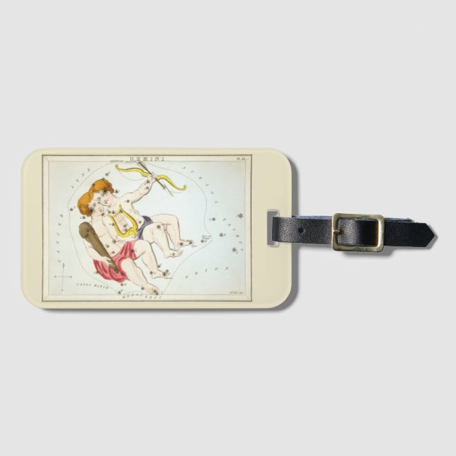 Urania's Mirror, Vintage Gemini Constellation Luggage Tag (Front Horizontal)