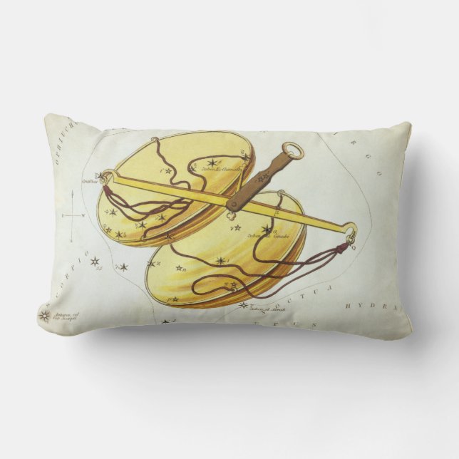 Urania's Mirror, Vintage Libra Constellation Lumbar Cushion (Front)