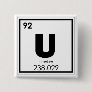 Uranium chemical element symbol chemistry formula 15 cm square badge