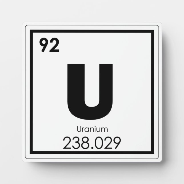 Uranium chemical element symbol chemistry formula plaque (Front)
