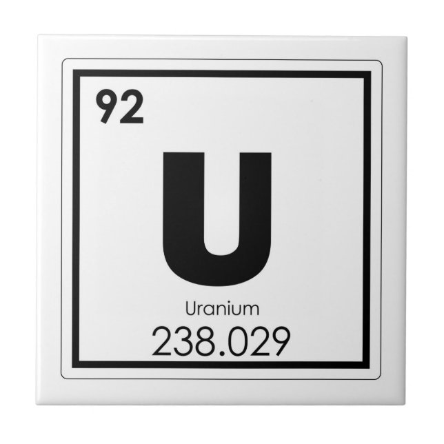 Uranium chemical element symbol chemistry formula tile (Front)