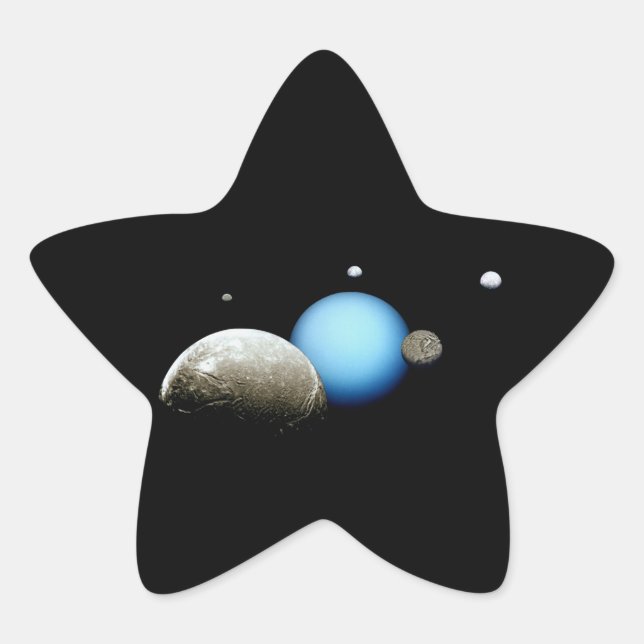 Uranus and Moons NASA Space Star Sticker (Front)