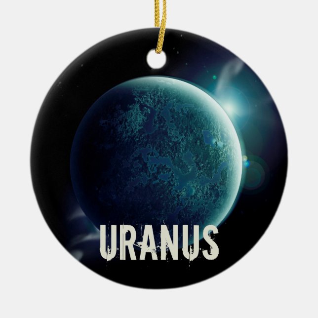 Uranus blue planet 3d universe space illustration ceramic ornament (Front)