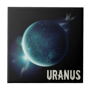 Uranus blue planet 3d universe space illustration ceramic tile