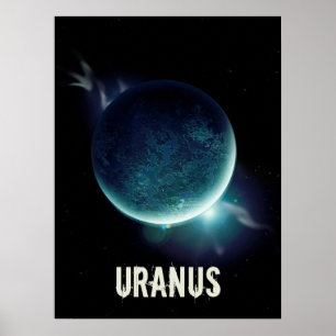 Uranus blue planet 3d universe space illustration poster