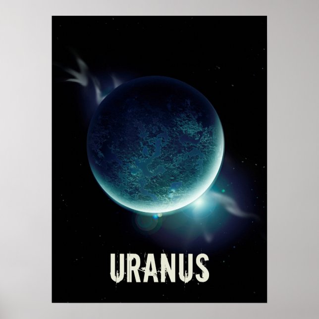 Uranus blue planet 3d universe space illustration poster (Front)