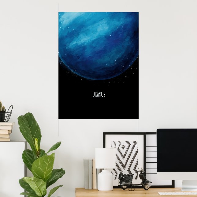 Uranus Planet Artwork – Cosmic Space Illustration Poster (Home Office)