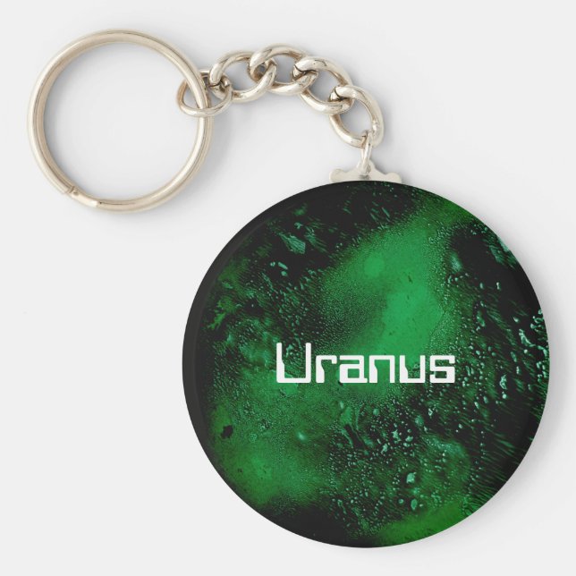 Uranus Planet in Dark Green Key Ring (Front)