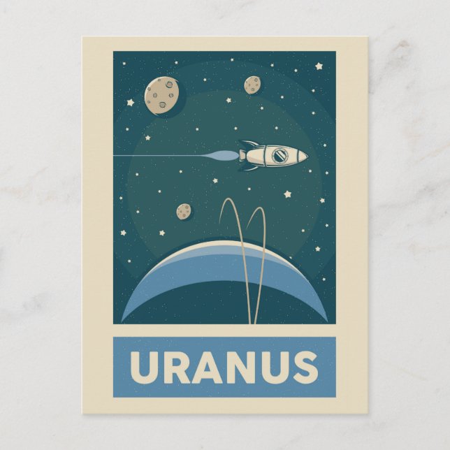 Uranus Retro Galaxy Rocket Postcard (Front)