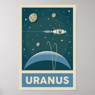 Uranus Retro Galaxy Rocket Poster