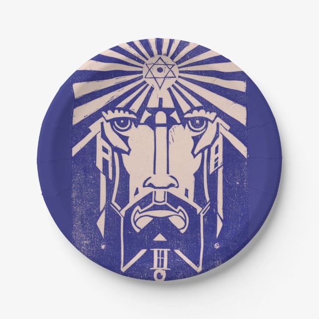 Uranus Sky God Greek Mythology Blue Paper Plate (Front)