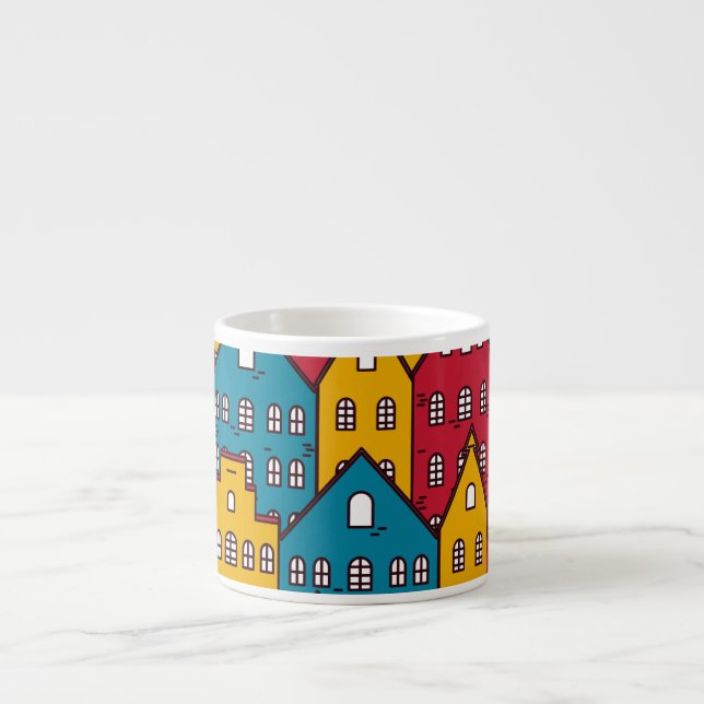 Urban abstract: vintage city pattern espresso cup (Front)