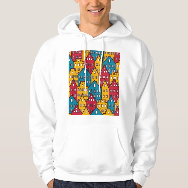 Urban abstract: vintage city pattern hoodie (Front)