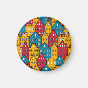 Urban abstract: vintage city pattern magnet