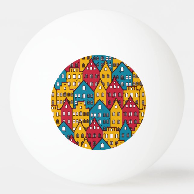 Urban abstract: vintage city pattern ping pong ball (Front)