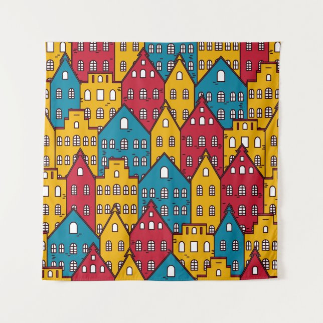 Urban abstract: vintage city pattern tapestry (Front)