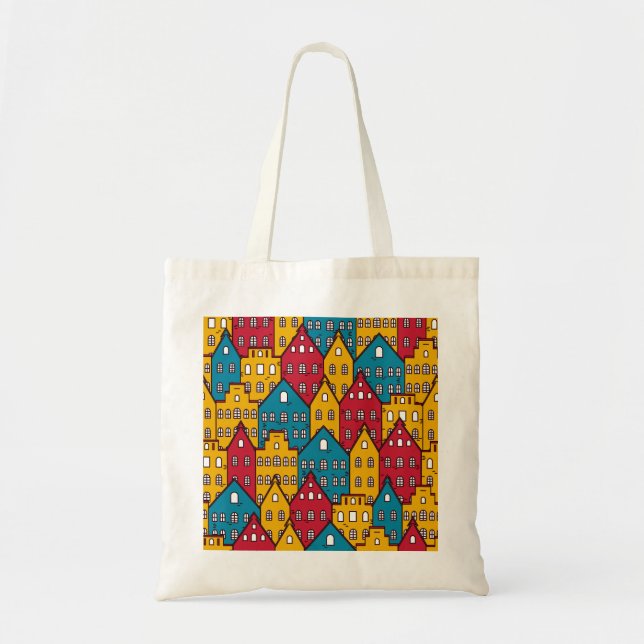 Urban abstract: vintage city pattern tote bag (Front)