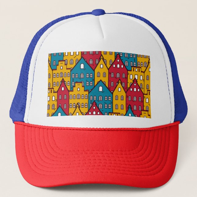 Urban abstract: vintage city pattern trucker hat (Front)