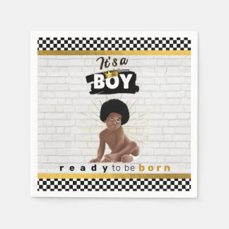 Urban Afro Baby Boy| Retro Hip Hop Baby Shower Napkin