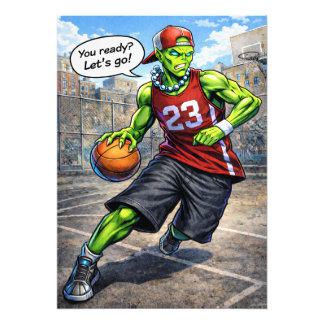 Urban Alien Basketball Player - Comic Style Art Photo Print