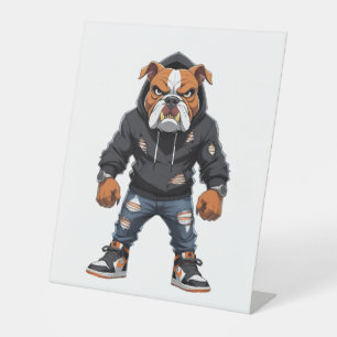 Urban Alpha Bulldog – Street Style Mascot Pedestal Sign