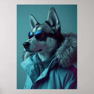 Urban Arctic Style Husky Portrait Poster