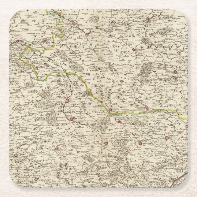 Urban areas of Germany 2 Square Paper Coaster (Front)