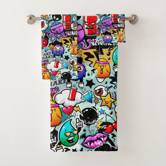 Urban Art Graffiti Bath Towel Set (Insitu)