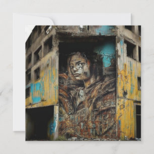 Urban Art on Abandoned Building   Art Card