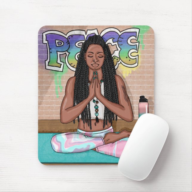 Urban Art | Pretty Woman doing Meditation     Mouse Pad (With Mouse)