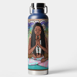 Urban Art Pretty Woman doing Meditation Water Bottle