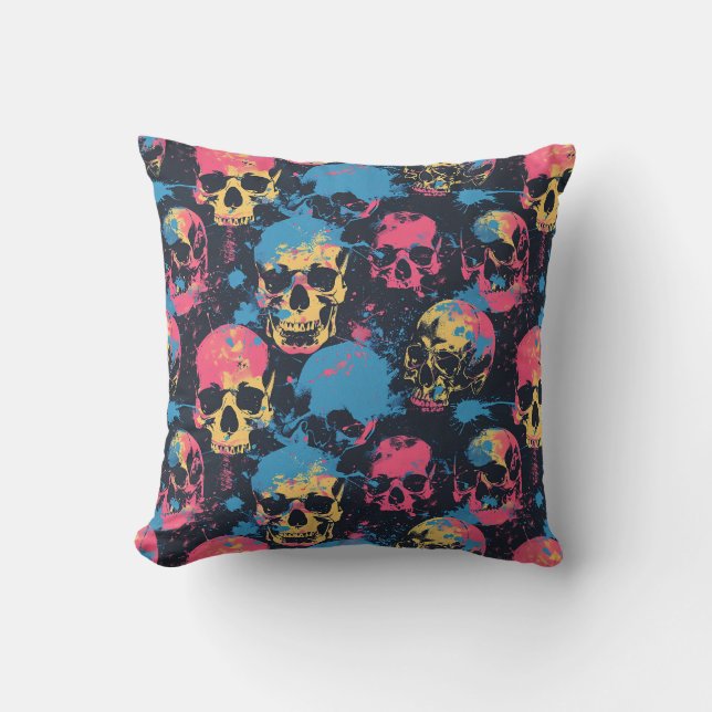 Urban Art Skull Pillow Design A46 (Front)