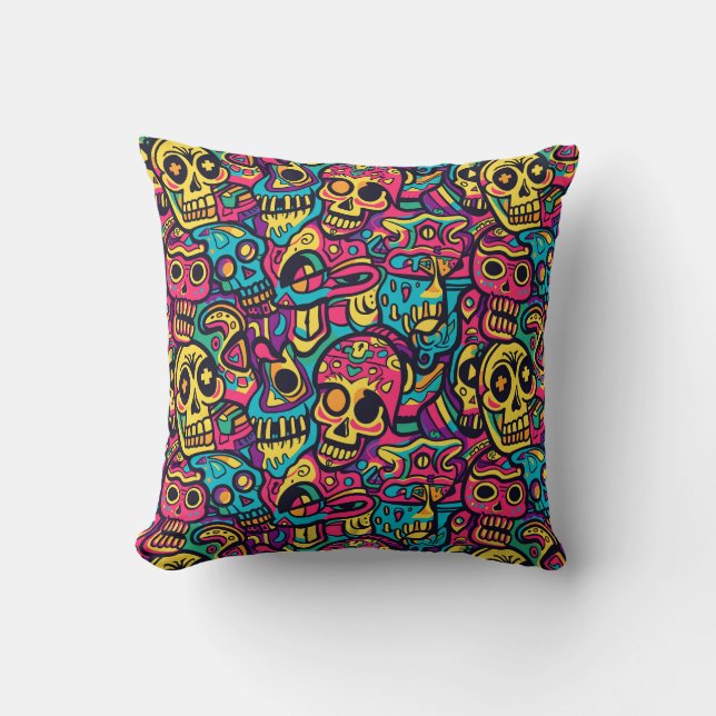 Urban Art Skull Pillow Design A51 (Front)