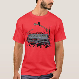 Urban artistic El Train and Crows Illustration T-Shirt