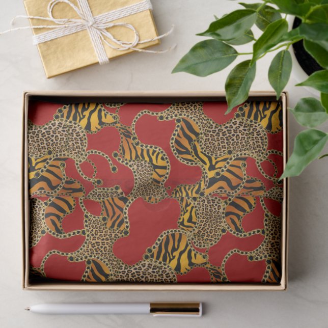 Urban Baroque Gold Chains Animal Print Tissue Paper (Gift)