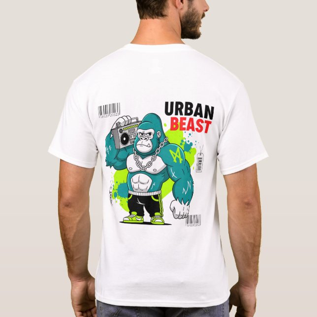 Urban Beast - Gorilla with Boombox & Chains T-Shirt (Back)