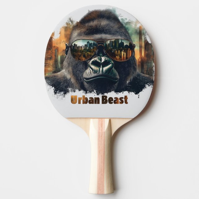 Urban Beast Gorilla with Sunglasses Ping Pong Paddle (Front)
