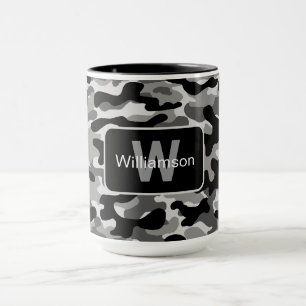 Urban Black And White Camo With Personalisation   Mug