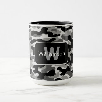 Urban Black And White Camo With Personalisation Mug