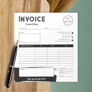 Urban black and white logo small business invoice  notepad