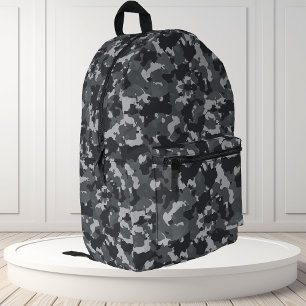 Urban Black Grey Camouflage Camo Printed Backpack