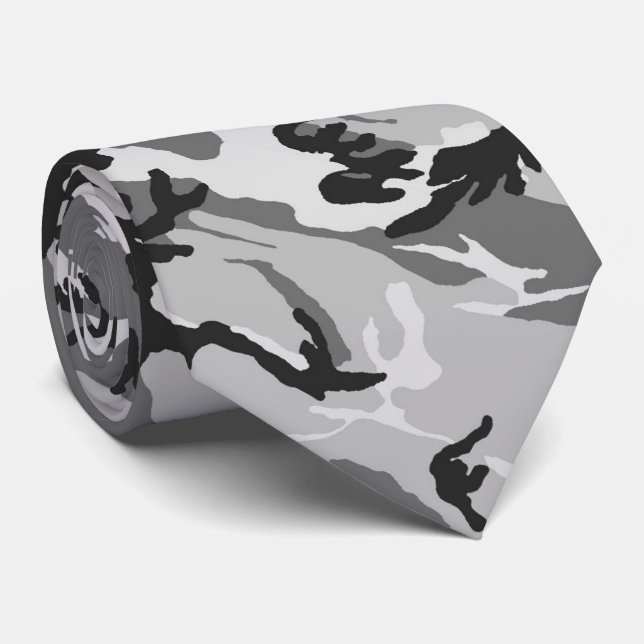 Urban Black & Grey Camouflage Tie (Rolled)