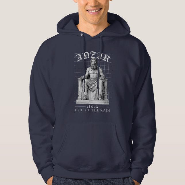 Urban Black & White Anzar Statue Amazigh Mythology Hoodie (Front)
