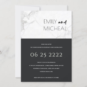 URBAN BLACK WHITE MARBLE COUPLES SHOWER INVITE