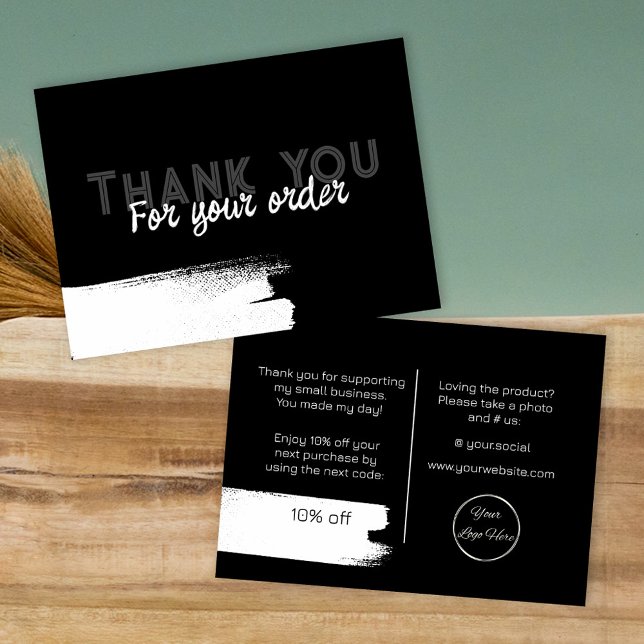 Urban black with logo masculine thank you note business card (Creator Uploaded)