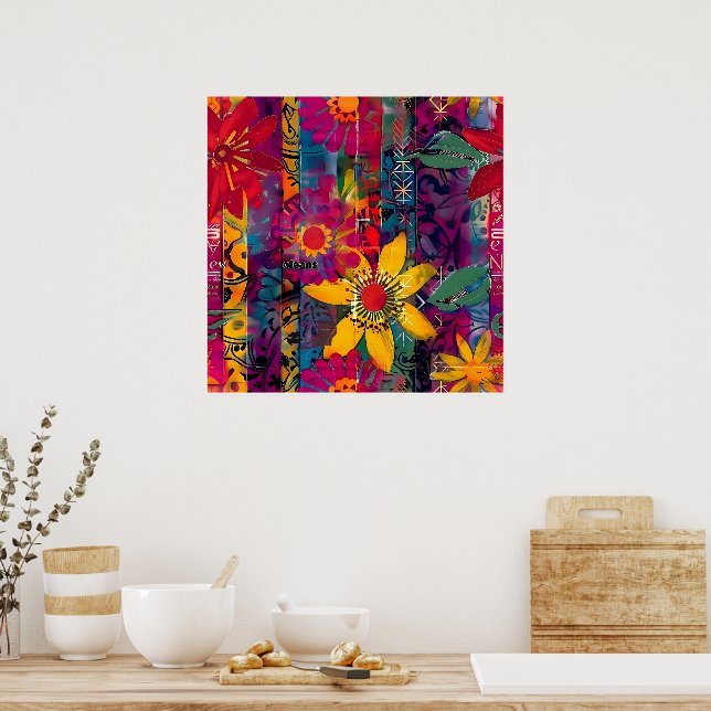 Urban Bloom  Vivid Graffiti Flower Explosio Poster (Kitchen)