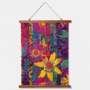 Urban Bloom Vivid Graffiti Flower Explosio Poster Hanging Tapestry